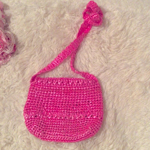 Barbie Y2K bright pink purse mini shoulder bag and ruffled scarf set barbiecore - Picture 3 of 3